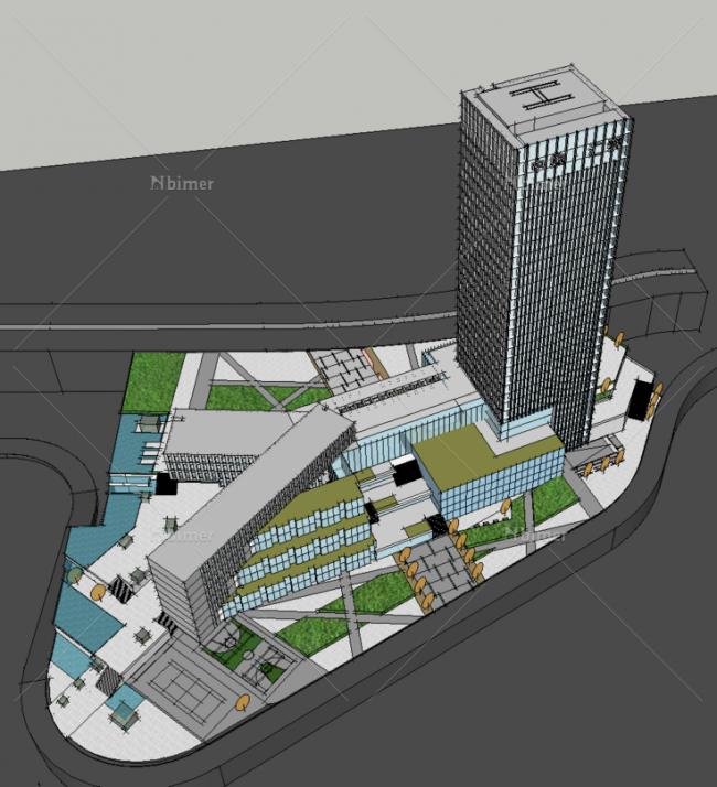 Modern Multi-Story Office Building SketchUp Model