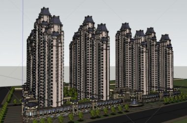 SketchUp Model: European Classical High-Rise Residential Building with Ground Floor Commercial Space-BIM WORLD