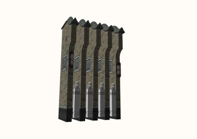 SketchUp Material Model: Huizhou Horsehead Wall Component