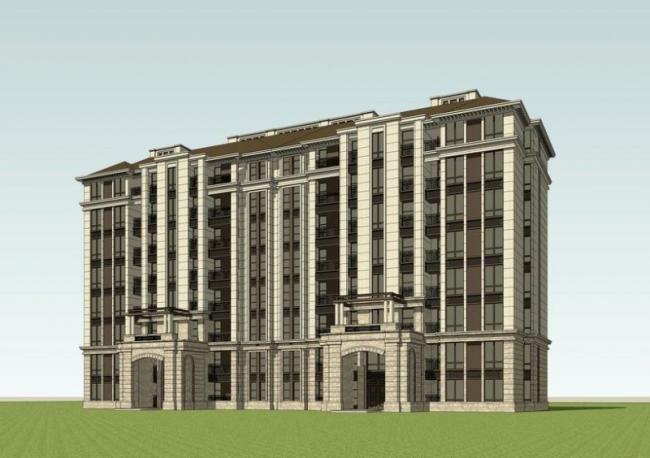 SketchUp Residential Model: Multi-Story French Classical Home Design