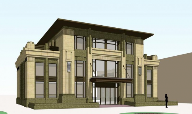 SketchUp Business Model: Multi-Story Clubhouse and Commercial Building in Neoclassical Style