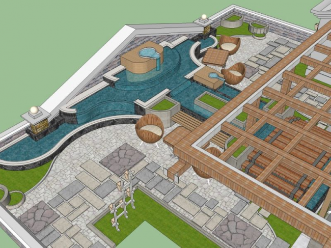 Modern Roof Garden Design in SketchUp Landscape Model