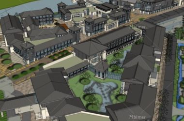 SketchUp Model of a Multi-Story Resort Hotel in Modern Chinese Style-BIM WORLD
