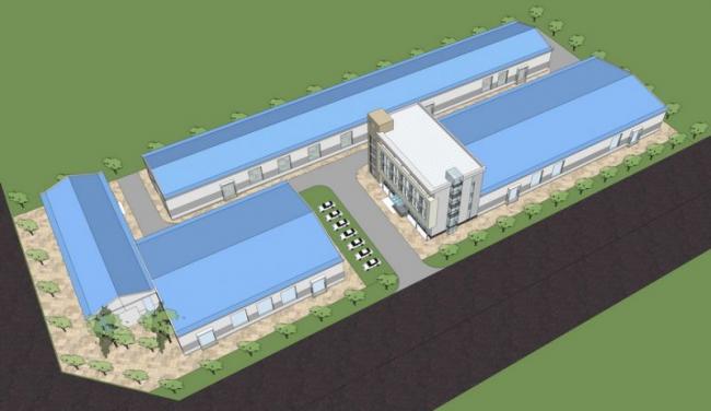 Sketchu Industrial Building: Modern Multi-Story Factory and Office Space