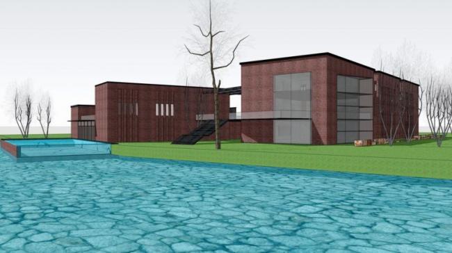 SketchUp Business Model: Modern Multi-Story Clubhouse Design