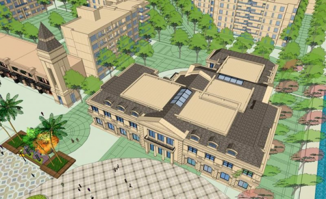 SketchUp Business Model: Multi-Story Commercial Street in Neoclassical Style
