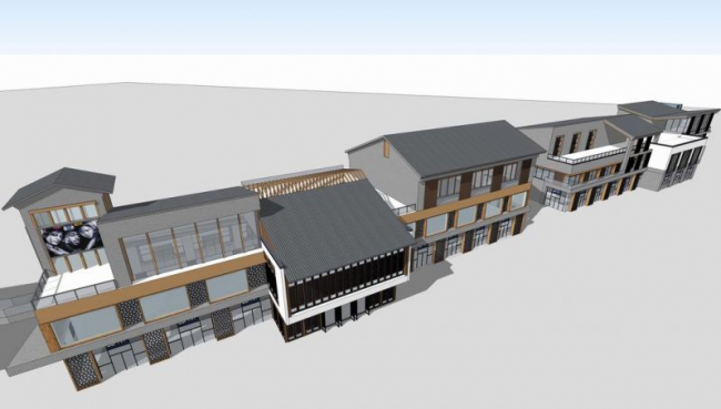 SketchUp Business Model: Multi-Story Commercial Street in Modern Chinese Style