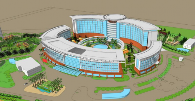 Modern Multi-Story Hospital and Medical Building Model in SketchUp