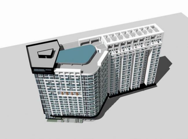 Modern High-Rise Apartment Residential Model in SketchUp