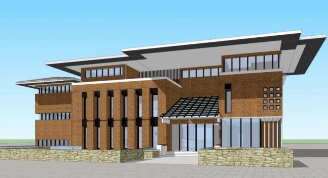 Modern Multi-Story Office Building Model in SketchUp
