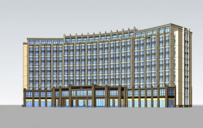Neoclassical High-Rise Hotel Model in SketchUp