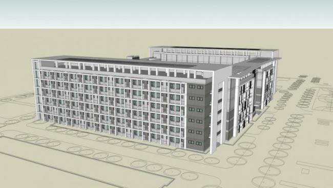 Modern Multi-Story Employee Dormitory Apartment Residential Model in SketchUp