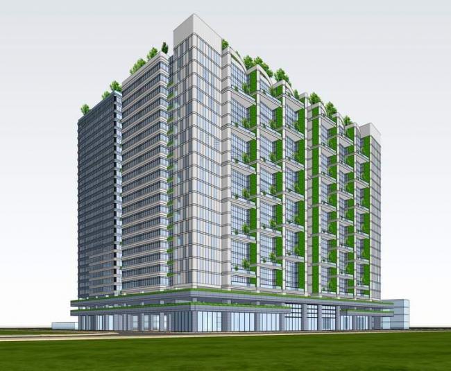 Modern High-Rise Apartment Residential Model in SketchUp