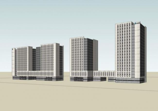 Modern High-Rise Office Building Model in SketchUp