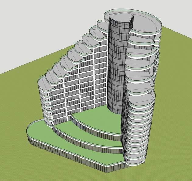 Modern High-Rise Hotel Model in SketchUp