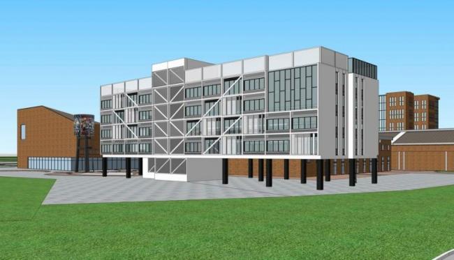Modern Multi-Story Office Building Model in SketchUp