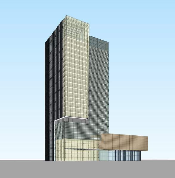 Modern High-Rise Office Building Model in SketchUp