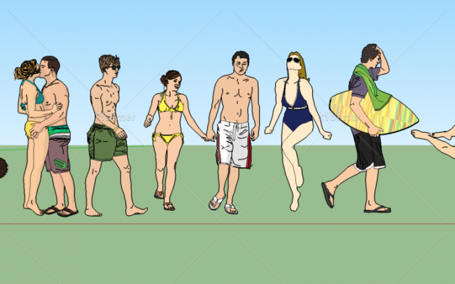 SketchUp Material Model | Beach Vacation 2DSU Scenery & Character Components