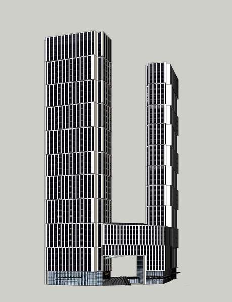 Modern High-Rise Office Building Model in SketchUp