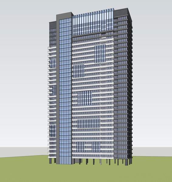 Modern High-Rise Apartment Residential Model in SketchUp