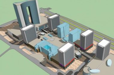 SketchUp Complex Model: Multi-Story Mixed-Use Office Building with Commercial Street and Modern Pedestrian Bridge-BIM WORLD