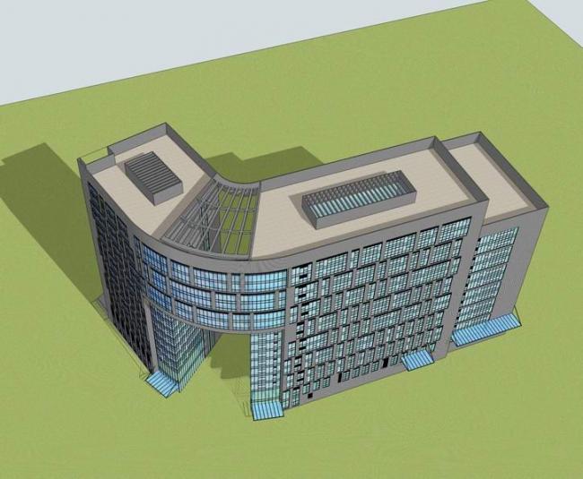 Modern High-Rise Office Building Model in SketchUp