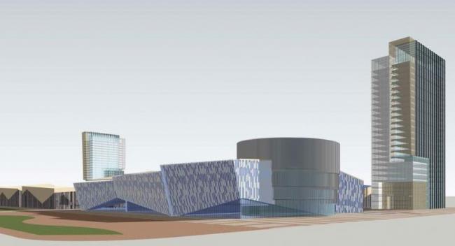 Modern Multi-Story Mixed-Use Commercial Complex in SketchUp