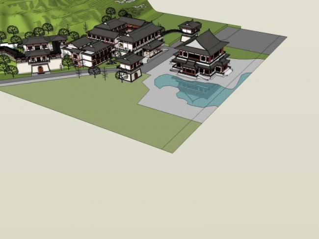 SketchUp Model of a Multi-Story Chinese-Style Private Clubhouse | Commercial Ancient Architecture