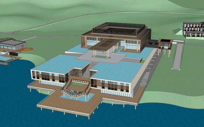 SketchUp Multi-Story Resort Hotel Model in Contemporary Chinese Style