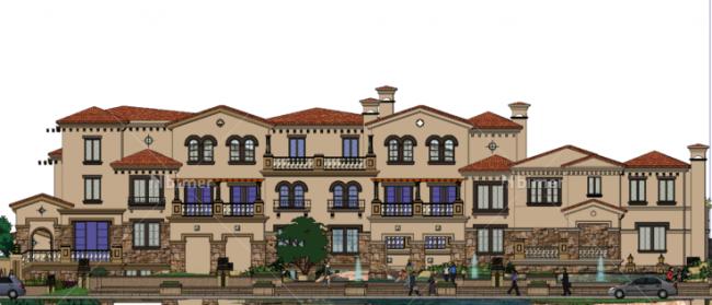 SketchUp Multi-Story Mediterranean-Style Residential Community Model