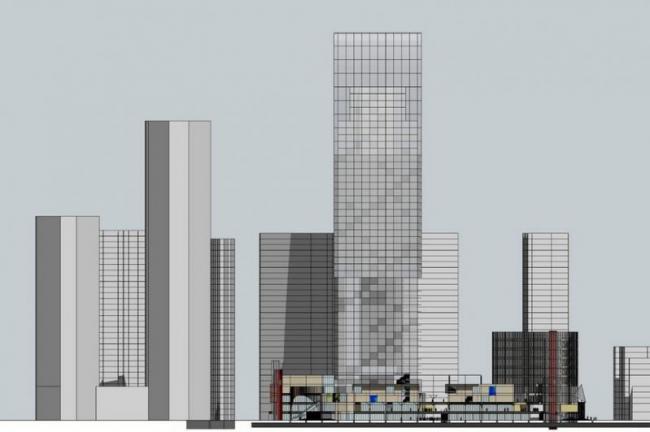 SketchUp Complex Model: Modern High-Rise Office and Commercial Building