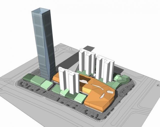 SketchUp Complex Model: Multi-Story Commercial Complex and Modern Super High-Rise Office Building