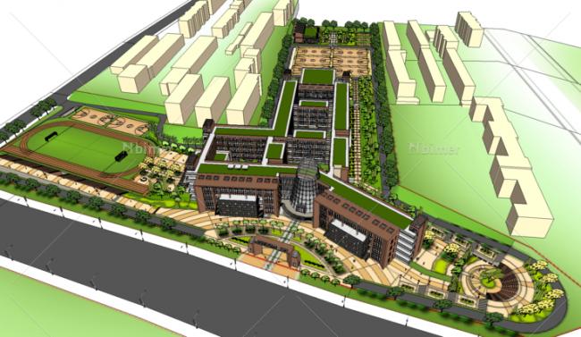 Multi-Story Classical Elementary School Model | Campus Educational Architecture in SketchUp