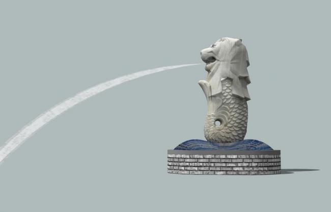 SketchUp Material Model | Lion Head Fountain Sculpture Component