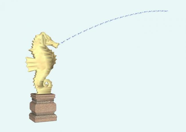 Seahorse Fountain Sculpture Material Component for SketchUp Model