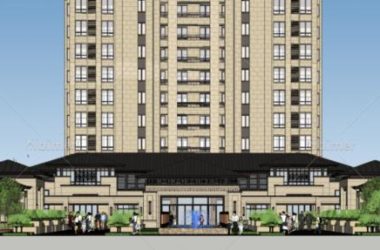 SketchUp Business Model: Multi-Story Sales Office with Clubhouse, Ground Floor, and Neoclassical Landscape Garden-BIM WORLD
