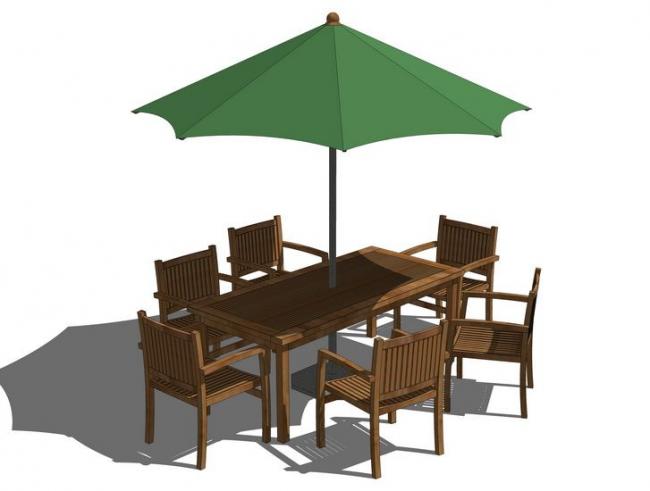 SketchUp Material Model: Umbrella, Table, and Chair Component