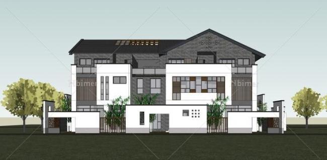 SketchUp Residential Design | Multi-Story Stacked Villa with Traditional Chinese Antique Style