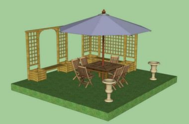 SketchUp Material Model: Umbrella and Seat Chair Combination Component-BIM WORLD