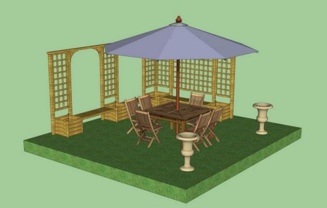 SketchUp Material Model: Umbrella and Seat Chair Combination Component