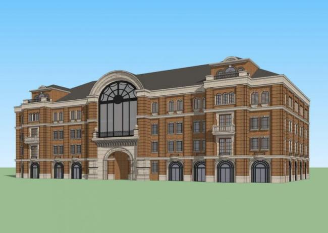 SketchUp Business Model: Multi-Story British Classical Commercial Building
