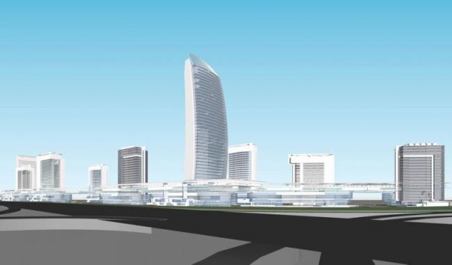 SketchUp Model of a Modern High-Rise Office Building in a Technology Park