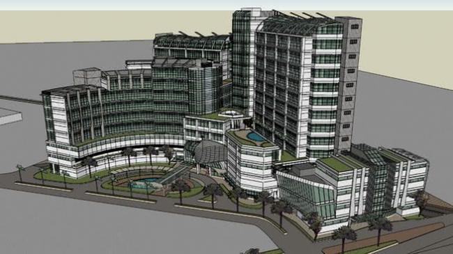 Modern Multi-Story Hotel Model in SketchUp