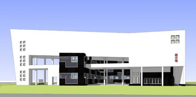 SketchUp Cultural Model: Multi-Story Library and Art Gallery in Modern Architectural Style