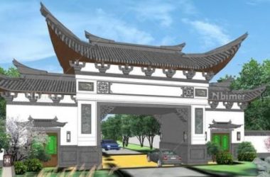 SketchUp Model of a Chinese-Style Gateway Entrance for a Public Building-BIM WORLD