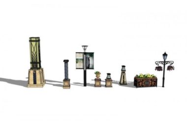 SketchUp Material Model: Landscape Lamp Post Component-BIM WORLD