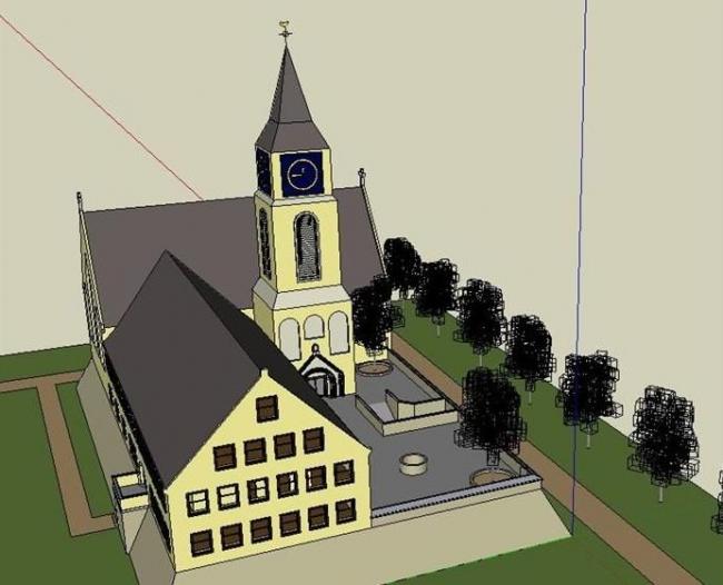 European-Style Multi-Story School and Kindergarten 3D Model in SketchUp