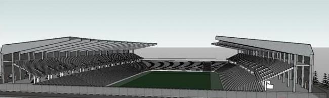 Modern Multi-Story Sports Arena Model in SketchUp