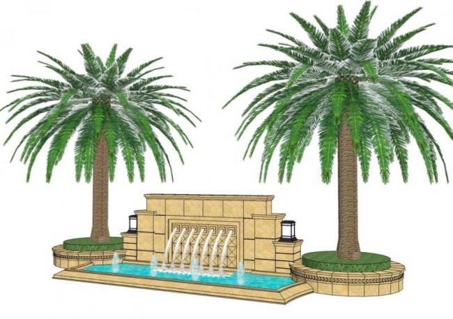 Classical Style Water Wall SketchUp Material and Model Component for Landscape Design