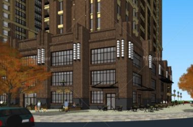 SketchUp Model of a Classical High-Rise Residential Building with Ground Floor Commercial Space-BIM WORLD